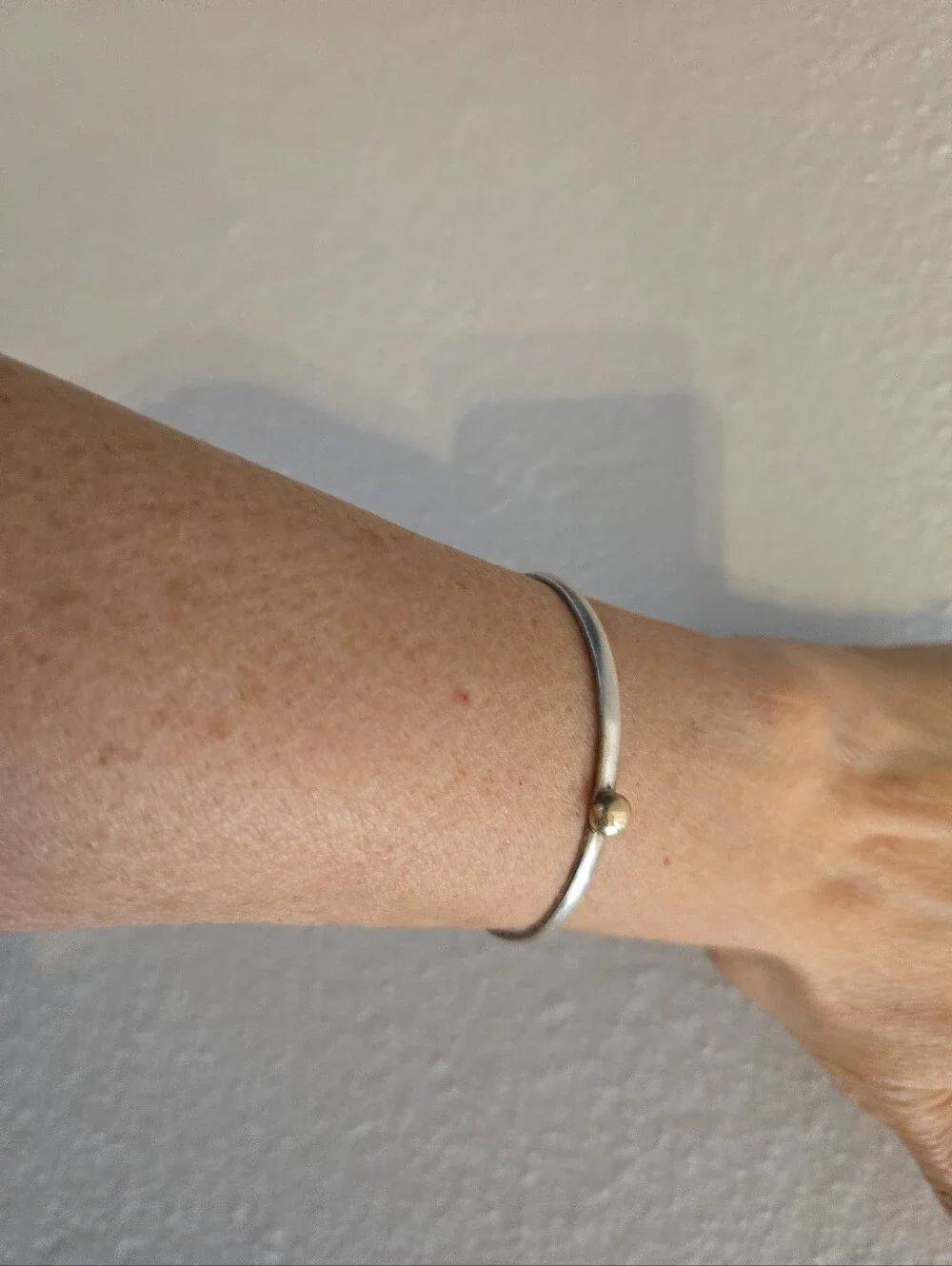 Cape Cod Style Bracelet. Sterling Silver W Gold Ball.